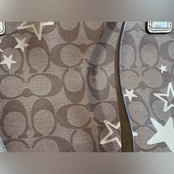 Vintage coach over the shoulder bag tan with gold stars - Picture 3 of 8